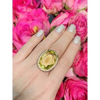 925 Sterling Silver Gold Plated Alpanite Ring Size 9.5