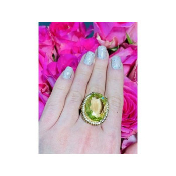 925 Sterling Silver Gold Plated Alpanite Ring Size 9.5