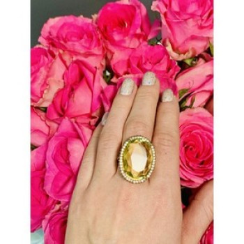 925 Sterling Silver Gold Plated Alpanite Ring Size 9.5