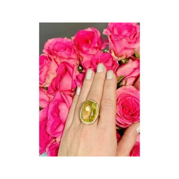 925 Sterling Silver Gold Plated Alpanite Ring Size 9.5