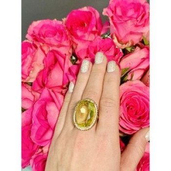 925 Sterling Silver Gold Plated Alpanite Ring Size 9.5