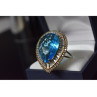 925 Sterling Silver with Gilding Blue Alpanite & CZ Ring Size 7.5