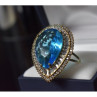 925 Sterling Silver With Gilding Blue Alpanite & CZ Ring Size 7.5