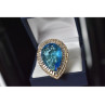 925 Sterling Silver with Gilding Blue Alpanite & CZ Ring Size 7.5