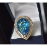 925 Sterling Silver With Gilding Blue Alpanite & CZ Ring Size 7.5