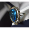 925 Sterling Silver With Gilding Blue Alpanite & CZ Ring Size 7.5