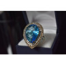 925 Sterling Silver with Gilding Blue Alpanite & CZ Ring Size 7.5