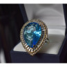 925 Sterling Silver With Gilding Blue Alpanite & CZ Ring Size 7.5