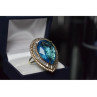925 Sterling Silver with Gilding Blue Alpanite & CZ Ring Size 7.5