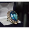 925 Sterling Silver With Gilding Blue Alpanite & CZ Ring Size 7.5