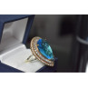 925 Sterling Silver with Gilding Blue Alpanite & CZ Ring Size 7.5