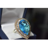 925 Sterling Silver with Gilding Blue Alpanite & CZ Ring Size 7.5