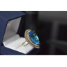 925 Sterling Silver with Gilding Blue Alpanite & CZ Ring Size 7.5
