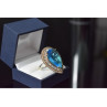 925 Sterling Silver with Gilding Blue Alpanite & CZ Ring Size 7.5