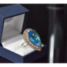 925 Sterling Silver With Gilding Blue Alpanite & CZ Ring Size 7.5