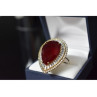925 Sterling Silver with Gilding Red Alpanite  Ring Size 9.5