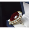 925 Sterling Silver With Gilding Red Alpanite Ring Size 9.5