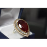 925 Sterling Silver with Gilding Red Alpanite  Ring Size 9.5