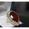 925 Sterling Silver With Gilding Red Alpanite Ring Size 9.5