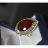 925 Sterling Silver With Gilding Red Alpanite Ring Size 9.5