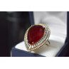 925 Sterling Silver with Gilding Red Alpanite  Ring Size 9.5