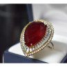 925 Sterling Silver With Gilding Red Alpanite Ring Size 9.5