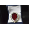 925 Sterling Silver with Gilding Red Alpanite  Ring Size 9.5