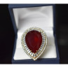 925 Sterling Silver With Gilding Red Alpanite Ring Size 9.5
