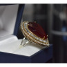 925 Sterling Silver With Gilding Red Alpanite Ring Size 9.5