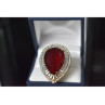925 Sterling Silver with Gilding Red Alpanite  Ring Size 9.5