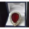 925 Sterling Silver With Gilding Red Alpanite Ring Size 9.5