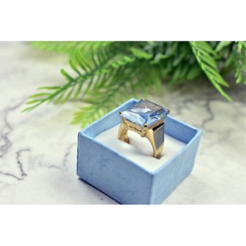 925 Sterling Silver Gold Plated Iolite Ring Size 6.5