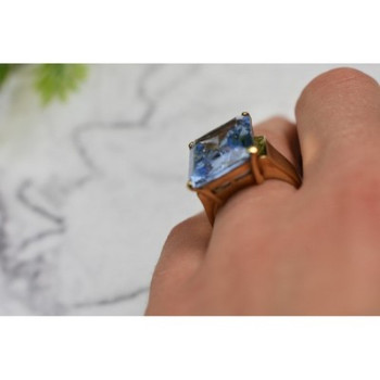 925 Sterling Silver Gold Plated Iolite Ring Size 6.5