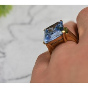 925 Sterling Silver Gold Plated Iolite Ring Size 6.5