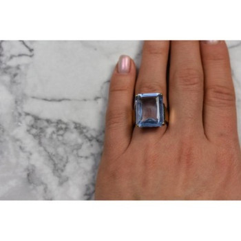 925 Sterling Silver Gold Plated Iolite Ring Size 6.5