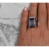 925 Sterling Silver Gold Plated Iolite Ring Size 6.5
