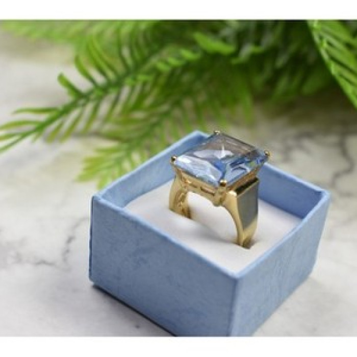 925 Sterling Silver Gold Plated Iolite Ring Size 6.5