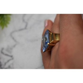 925 Sterling Silver Gold Plated Iolite Ring Size 6.5