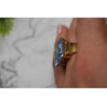 925 Sterling Silver Gold Plated Iolite Ring Size 6.5
