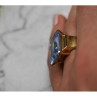 925 Sterling Silver Gold Plated Iolite Ring Size 6.5