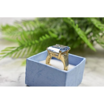 925 Sterling Silver Gold Plated Iolite Ring Size 6.5