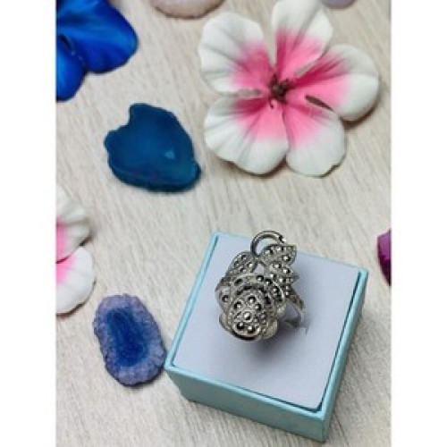 925 Sterling Silver Black Spinel Ring Size 7.5