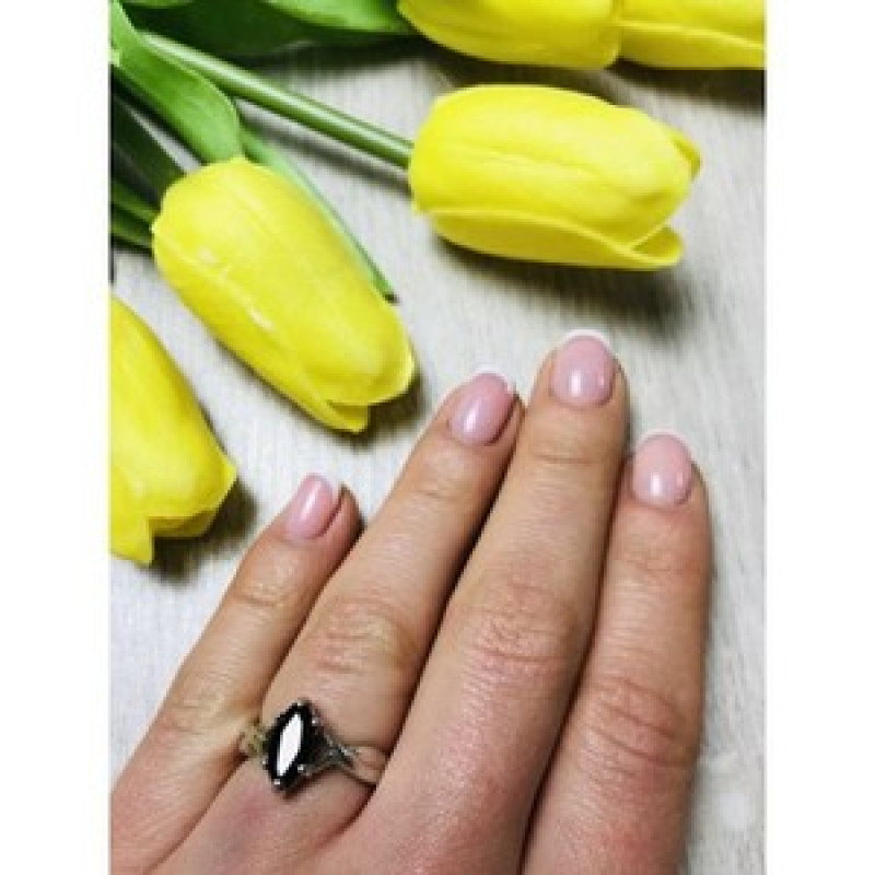 925 Sterling Silver Black Nephrite ( Jade ) Ring Size 6