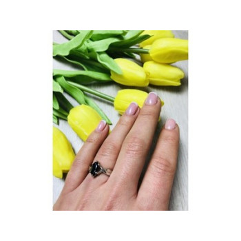 925 Sterling Silver Black Nephrite ( Jade ) Ring Size 6