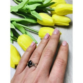 925 Sterling Silver Black Nephrite ( Jade ) Ring Size 6