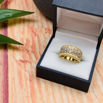 925 Sterling Silver Gold Plated CZ Ring Size 7
