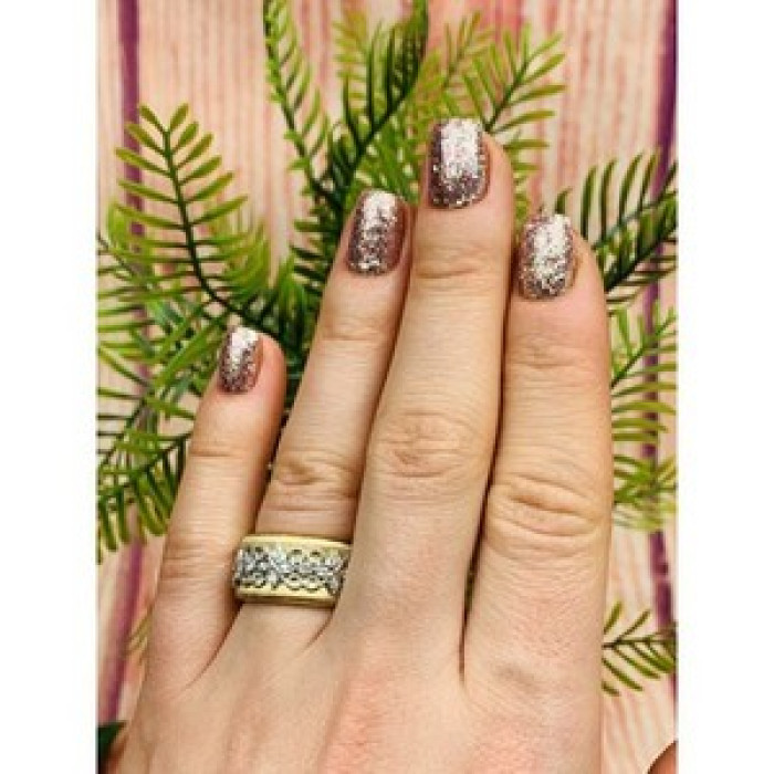 925 Sterling Silver Gold Plated CZ Ring Size 7