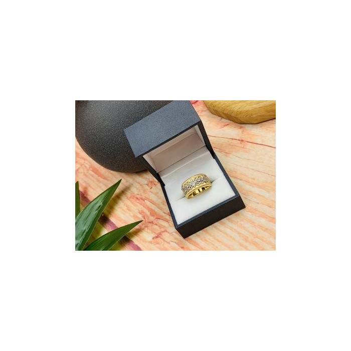 925 Sterling Silver Gold Plated CZ Ring Size 7