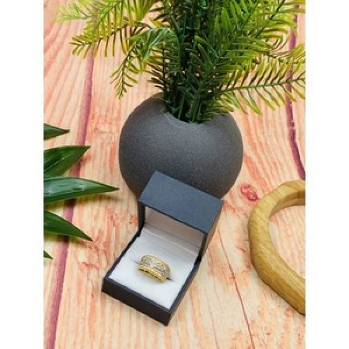 925 Sterling Silver Gold Plated CZ Ring Size 7