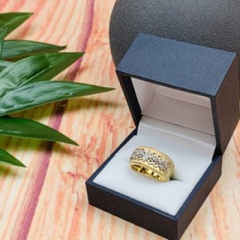 925 Sterling Silver Gold Plated CZ Ring Size 7